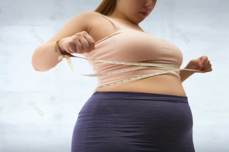中年肥胖女性测量腰围尺寸摄影图,高清,摄影图,摄影图片,图片大全,摄影图免费下载